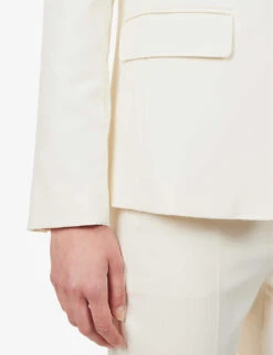 Weekend Max Mara Uva Notched-lapel Regular-fit Stretch-woven Blazer -Whistlkes Style R04151209 IVORY ALT05