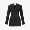 Contrast-stitch Double-breasted Wool And Silk-blend Blazer -Whistlkes Style R04151409 BLACK M