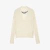 Zadig & Voltaire Danna Plunge-neckline Organic Linen And Cotton-blend Jumper -Whistlkes Style R04151982 ECRU M