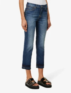 7 For All Mankind The Straight Crop Straight-leg Mid-rise Stretch-denim Jeans -Whistlkes Style R04152125 NOLITADARK ALT02