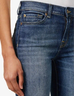 7 For All Mankind The Straight Crop Straight-leg Mid-rise Stretch-denim Jeans -Whistlkes Style R04152125 NOLITADARK ALT04