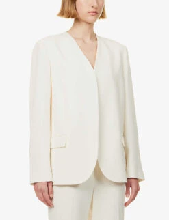 THEORY Admiral V-neck Woven Blazer -Whistlkes Style R04152407 RICE ALT02