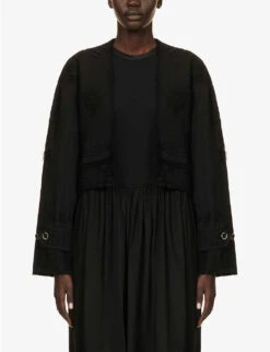 Kady Shawl-collar Cotton And Linen-blend Jacket -Whistlkes Style R04152516 BLACK ALT02