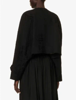 Kady Shawl-collar Cotton And Linen-blend Jacket -Whistlkes Style R04152516 BLACK ALT03