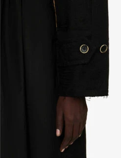 Kady Shawl-collar Cotton And Linen-blend Jacket -Whistlkes Style R04152516 BLACK ALT04