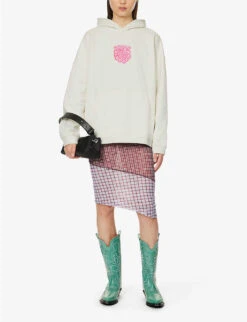 Ganni Logo Graphic-print Organic Cotton-jersey Hoody -Whistlkes Style R04152888 EGRET ALT01