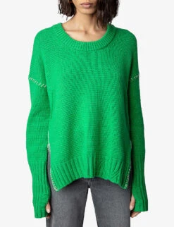 Zadig & Voltaire Northa Round-neck Cashmere Jumper -Whistlkes Style R04153132 POMME ALT02