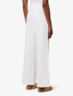 Paige Harper Wide-leg High-rise Cotton-blend Jeans -Whistlkes Style R04153160 BOSSWHITE ALT03