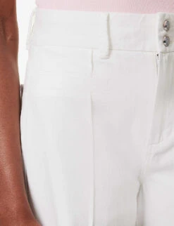 Paige Harper Wide-leg High-rise Cotton-blend Jeans -Whistlkes Style R04153160 BOSSWHITE ALT05