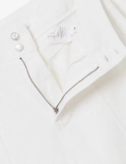 Paige Harper Wide-leg High-rise Cotton-blend Jeans -Whistlkes Style R04153160 BOSSWHITE ALT06