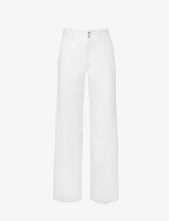 Paige Harper Wide-leg High-rise Cotton-blend Jeans