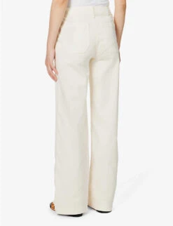 Paige Carly Wide-leg Mid-rise Cotton-blend Trousers -Whistlkes Style R04153168 QUARTZSAND ALT03