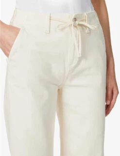 Paige Carly Wide-leg Mid-rise Cotton-blend Trousers -Whistlkes Style R04153168 QUARTZSAND ALT04