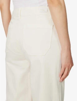 Paige Carly Wide-leg Mid-rise Cotton-blend Trousers -Whistlkes Style R04153168 QUARTZSAND ALT05