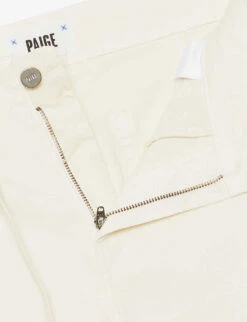 Paige Carly Wide-leg Mid-rise Cotton-blend Trousers -Whistlkes Style R04153168 QUARTZSAND ALT06