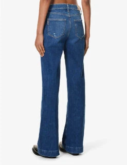 Paige Leenah Flared Wide-leg High-rise Stretch-denim Jeans -Whistlkes Style R04153202 WHATEVERDISTRESSED ALT02