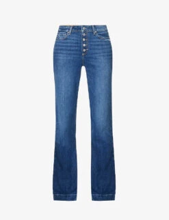 Paige Leenah Flared Wide-leg High-rise Stretch-denim Jeans