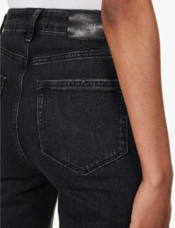 Paige Stella Belt-loop High-rise Straight-leg Cotton-blend Jeans -Whistlkes Style R04153206 JETSTREAMDISTRESSED ALT05