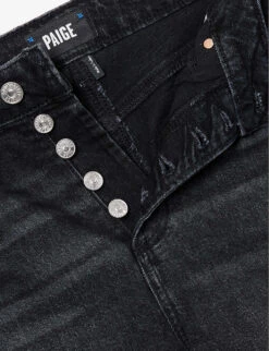 Paige Stella Belt-loop High-rise Straight-leg Cotton-blend Jeans -Whistlkes Style R04153206 JETSTREAMDISTRESSED ALT06