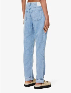 Paige Noella Faded-wash Mid-rise Straight-leg Cotton-blend Jeans -Whistlkes Style R04153209 DORITDISTRESSED ALT03