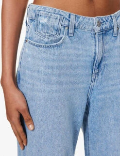 Paige Noella Faded-wash Mid-rise Straight-leg Cotton-blend Jeans -Whistlkes Style R04153209 DORITDISTRESSED ALT04