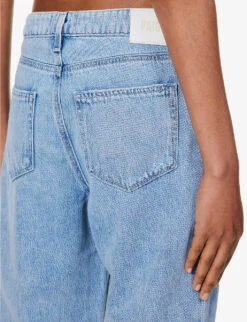 Paige Noella Faded-wash Mid-rise Straight-leg Cotton-blend Jeans -Whistlkes Style R04153209 DORITDISTRESSED ALT05