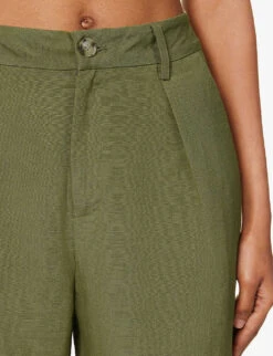 Paige Dallas Wide-leg Mid-rise Linen And Rayon-blend Trousers -Whistlkes Style R04153213 ARMY ALT04