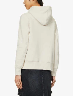 Calvin Klein Monologo-embroidered Dropped-shoulder Recycled Cotton-blend Hoody -Whistlkes Style R04153242 EGGSHELL ALT03