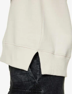 Calvin Klein Monologo-embroidered Dropped-shoulder Recycled Cotton-blend Hoody -Whistlkes Style R04153242 EGGSHELL ALT05