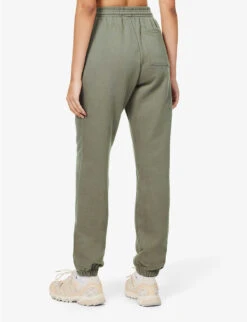 Brand-print High-rise Tapered-leg Oversized-fit Cotton-jersey Jogging Bottoms -Whistlkes Style R04153506 COCOA ALT03