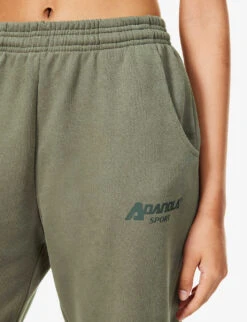 Brand-print High-rise Tapered-leg Oversized-fit Cotton-jersey Jogging Bottoms -Whistlkes Style R04153506 COCOA ALT04