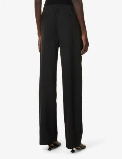 No.198 Drawstring-waist Straight-leg Mid-rise Wool Trousers -Whistlkes Style R04154389 02BLACK ALT03