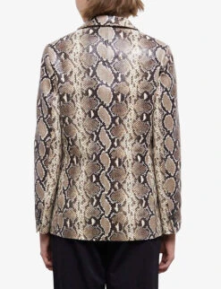 THE KOOPLES Python-effect Single-breasted Leather Blazer -Whistlkes Style R04154629 PYT04 ALT03