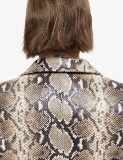 THE KOOPLES Python-effect Single-breasted Leather Blazer -Whistlkes Style R04154629 PYT04 ALT04