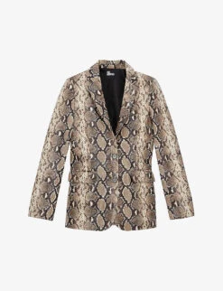 THE KOOPLES Python-effect Single-breasted Leather Blazer
