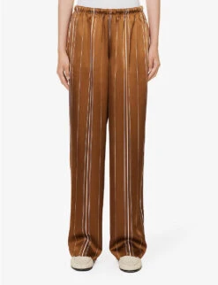 Vince Stripe Straight-leg High-rise Satin Trousers -Whistlkes Style R04154645 NILE ALT02