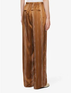 Vince Stripe Straight-leg High-rise Satin Trousers -Whistlkes Style R04154645 NILE ALT03