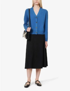 Vince V-neck Ribbed-trim Cashmere Cardigan 8 Vince V-neck Ribbed-trim Cashmere Cardigan -Whistlkes Style R04154663 RIVERINE ALT01