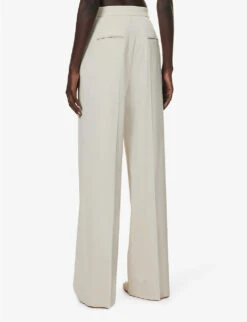 Max Mara Golf Straight-leg High-rise Stretch-wool Trousers -Whistlkes Style R04156255 SAND ALT03
