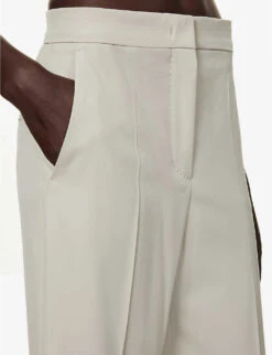 Max Mara Golf Straight-leg High-rise Stretch-wool Trousers -Whistlkes Style R04156255 SAND ALT04