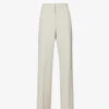 Max Mara Golf Straight-leg High-rise Stretch-wool Trousers -Whistlkes Style R04156255 SAND M