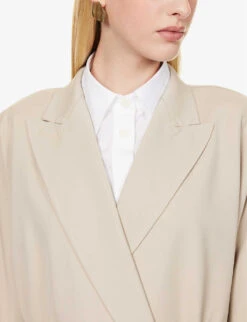 Max Mara Ottico Belted Stretch-wool Coat -Whistlkes Style R04156256 SAND ALT05