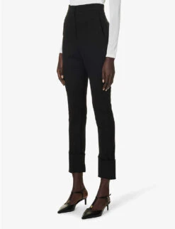 Max Mara Sevres Straight-leg Mid-rise Stretch-woven Blend Trousers -Whistlkes Style R04156261 BLACK ALT02