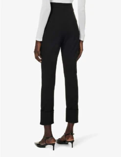 Max Mara Sevres Straight-leg Mid-rise Stretch-woven Blend Trousers -Whistlkes Style R04156261 BLACK ALT03
