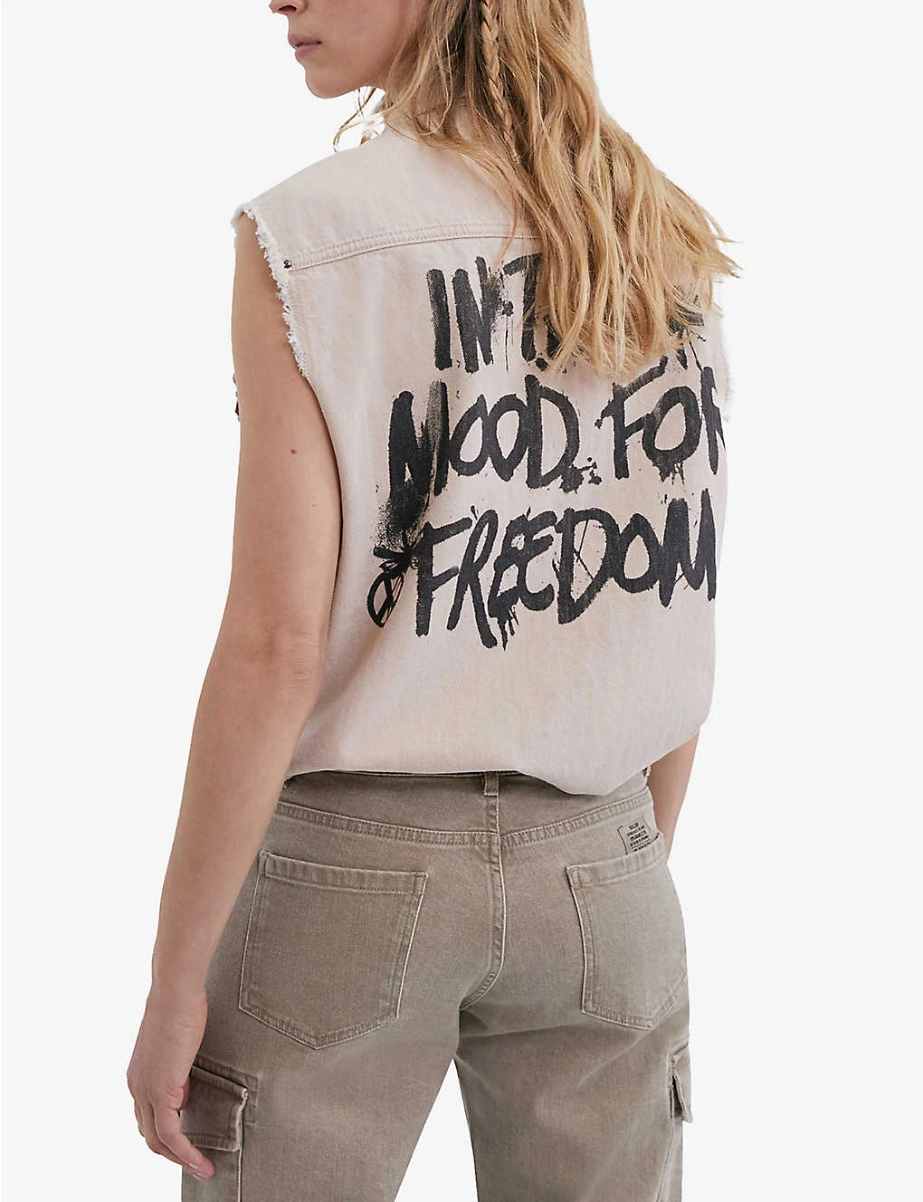 Ikks Sleeveless Logo-print Denim Shirt 6 Ikks Sleeveless Logo-print Denim Shirt - Image 4