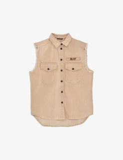Ikks Sleeveless Logo-print Denim Shirt