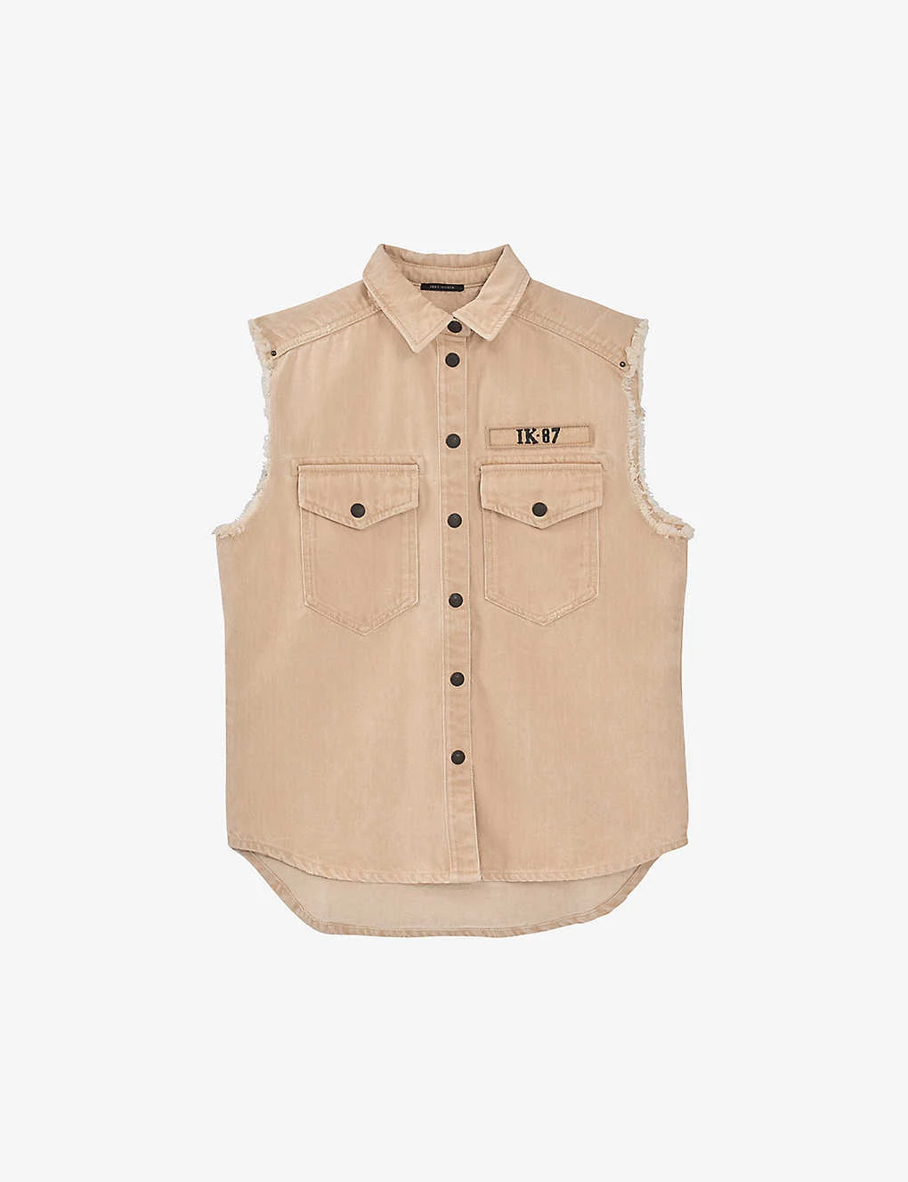 Ikks Sleeveless Logo-print Denim Shirt 3 Ikks Sleeveless Logo-print Denim Shirt