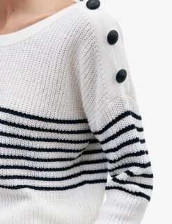 Ikks Striped Cotton-blend Jumper -Whistlkes Style R04156281 IVORY ALT03