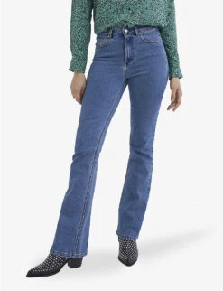 Ikks Boot-cut Flared-leg High-rise Stretch-denim Jeans -Whistlkes Style R04156291 TURQUOISE ALT02
