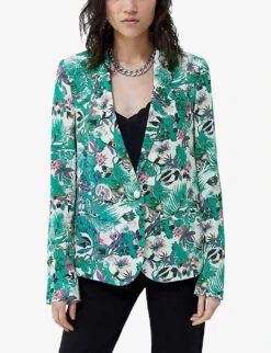 Ikks Botanical-print Woven Jacket -Whistlkes Style R04156304 LIGHTGREEN ALT02